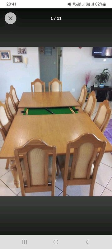 Solid Oak 10 Seater Dining come Billiards Table