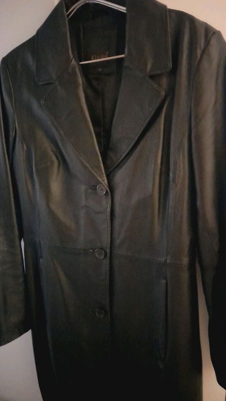 Leather long jacket
