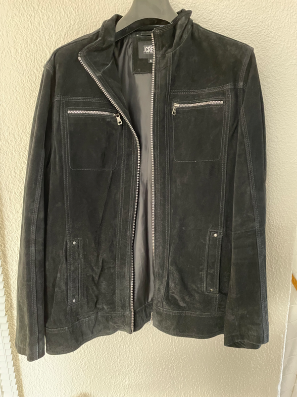 Vintage Suede Black Men&#39;s Jacket - Size XL - CREW
