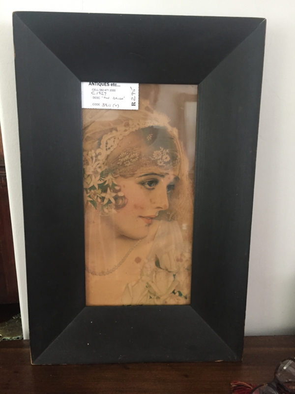 FRAMED “THE BRIDE” A CALENDER C1927. FOR POMPEIAN RODUCTS.