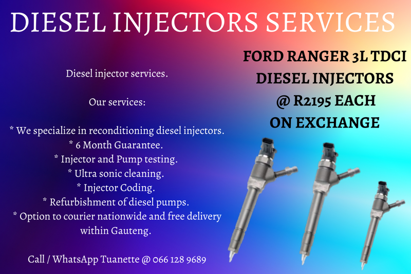 FORD RANGER 3L TDCI DIESEL INJECTORS FOR SALE ON EXCHANGE OR TO RECON YOUR OWN