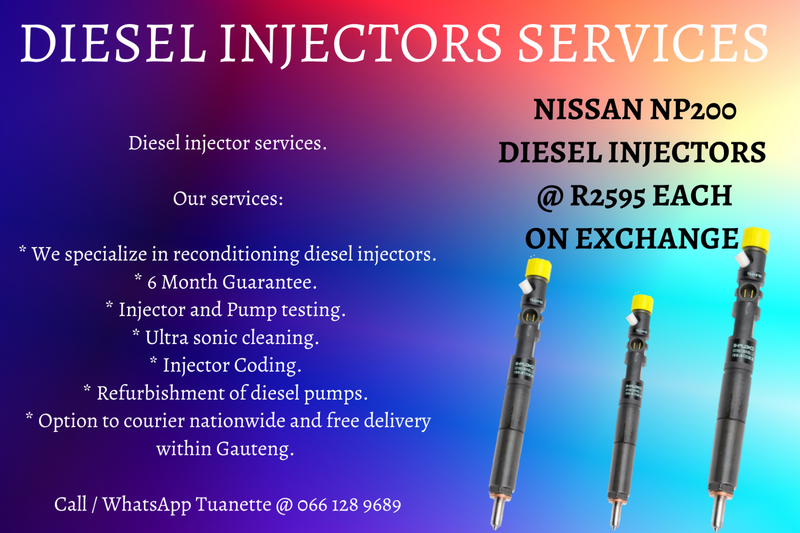 NISSAN NP200 DIESEL INJECTORS FOR SALE OR TO RECON