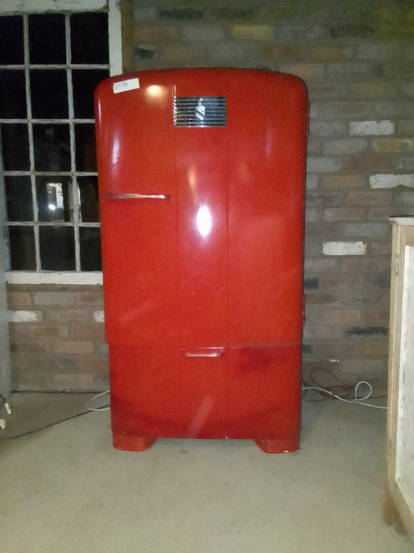 Antique Vintage Red Refrigerator
