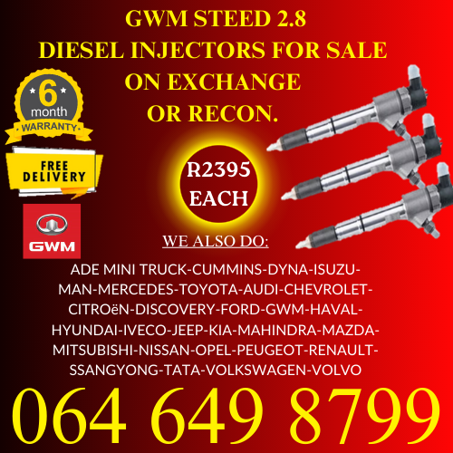 GWM STEED 2.8 DIESEL INJECTORS FOR SALE - WES SELL ON EXCHANGE OR TO RECON