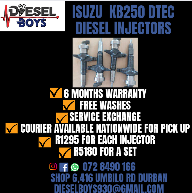 Isuzu KB250 DTec Diesel injectors