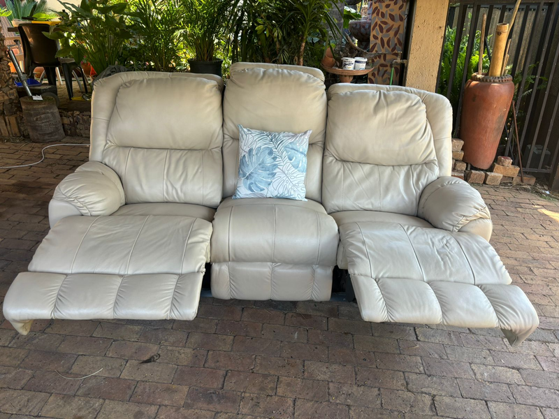 Leather upper 3 and 2 seater recliner set