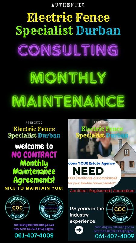 Electric Fence Specialist Durban COC and Monthly Maintenance