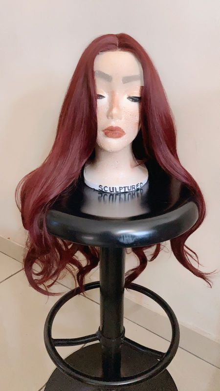 Lace front Burgundy/ Red Body Wave Hair Wig for sale Long burgundy body wave curlGlamour lookHeat re