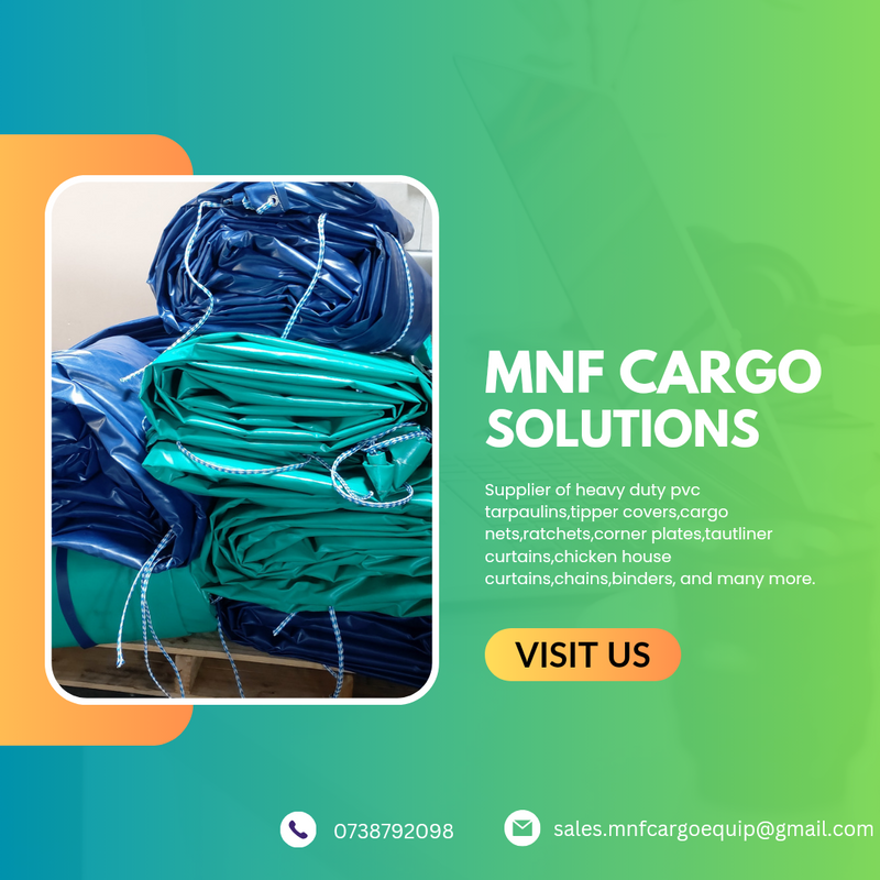 QUALITY CARGO EQUIPMENT (TARPAULINS,CARGO NETS,RATCHETS,CORNER PLATES,CHAINS,BINDERS,TIPPER COVERS)