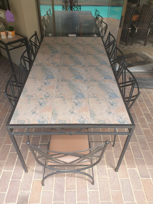 8 Seater steel patio table and chairs