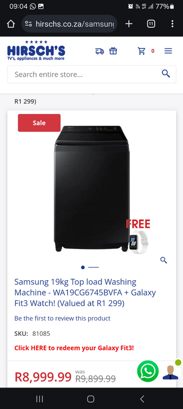 Samsung 19kg Top load Washing Machine - WA19CG6745BVFA