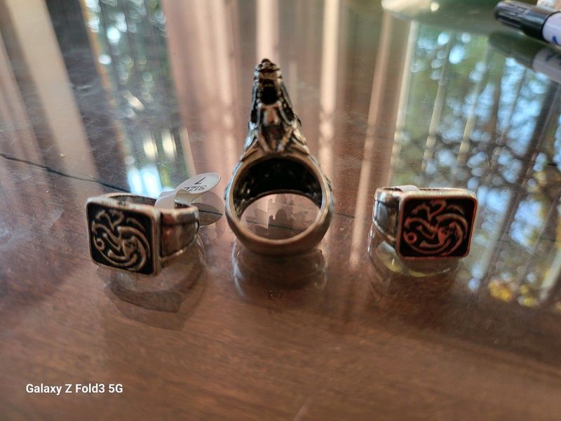 Game of thrones cosplay silver rings