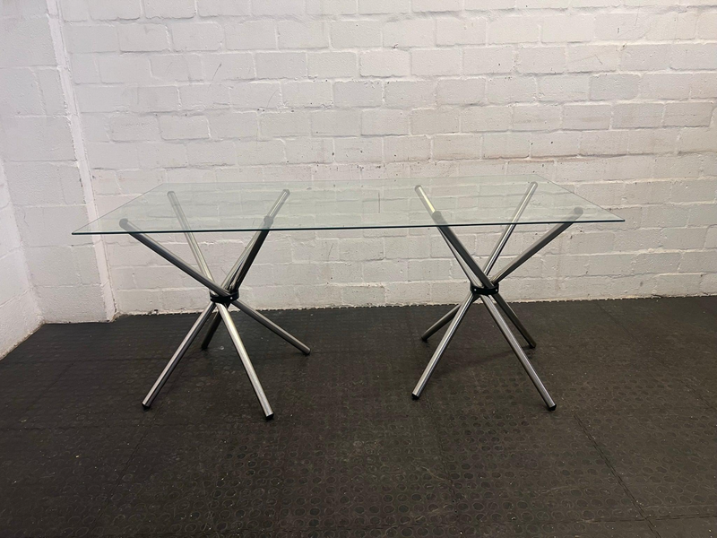 Silver-Legged Glass Top Dining Table - REDUCED- | Century City ...