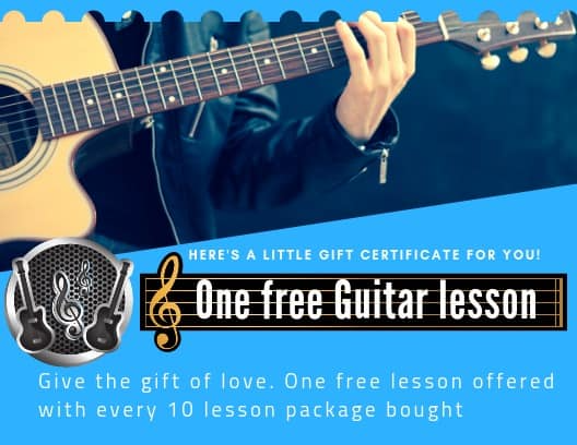 One-on-one Guitar Lessons -Get one free lesson is offered with every 10-lesson package bought!
