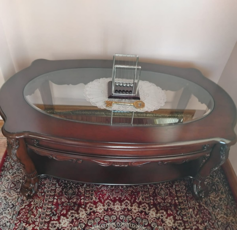 VINTAGE GLASS TOP COFFEE TABLE