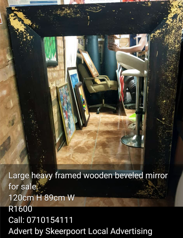 Large Vintage framed beveled mirror for sale