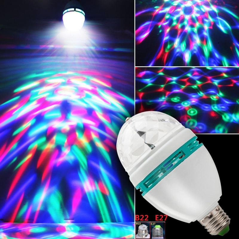 Auto Rotating DJ Party Disco Stage MultiColour RGB LED E27 Socket Crystal Lamp. Brand New Products.