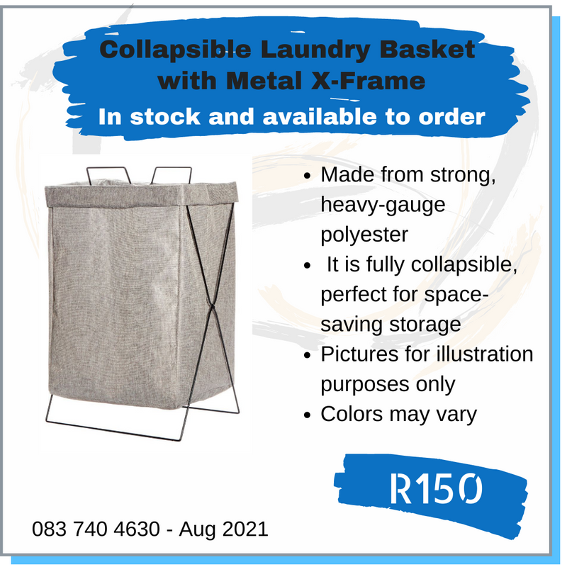 Collapsible Laundry Basket with Metal X-Frame