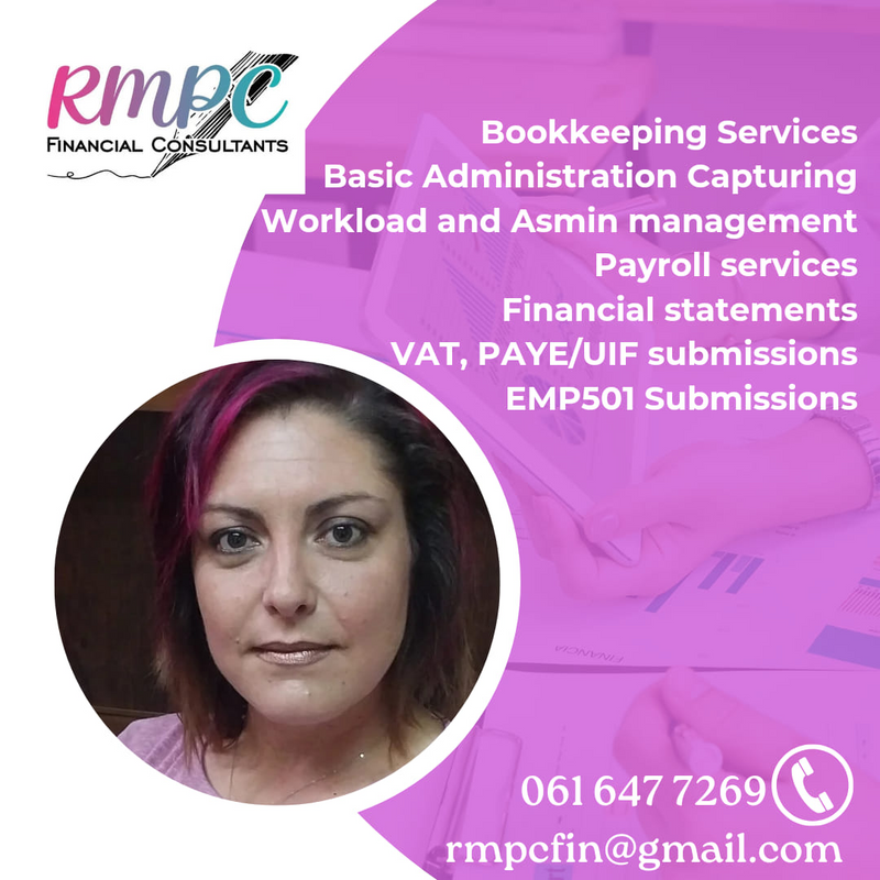 RMPC Financial Consultants - Bookkeeping &amp; Payroll (PAYE, VAT, UIF, EMP501)