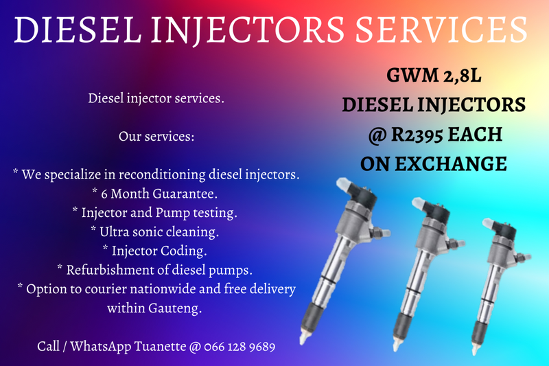 GWM 2,5 &amp; 2,8 DIESEL INJECTORS FOR SALE ON EXCHANGE OR TO RECON YOUR OWN