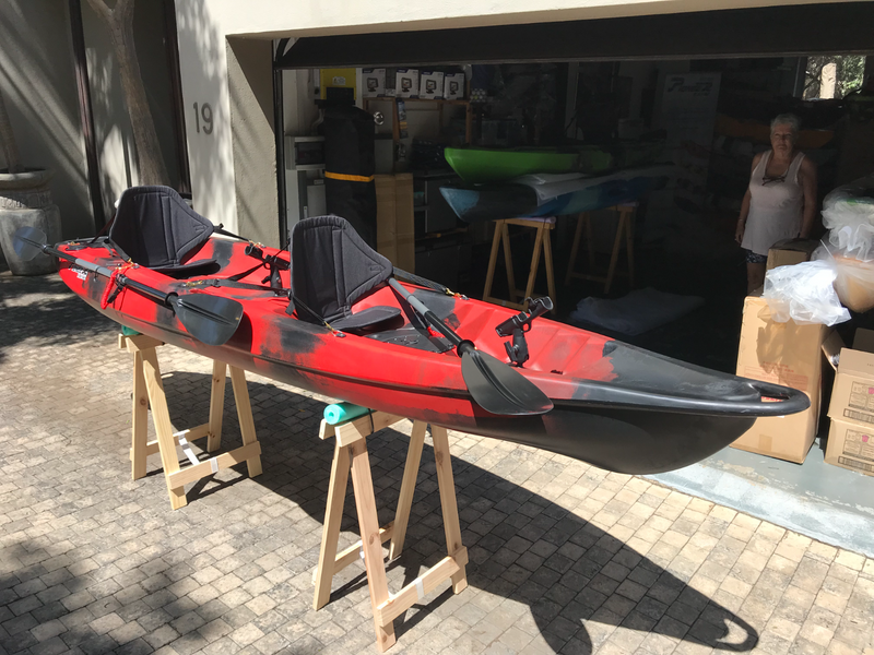 Pioneer Kayak Tandem incl. seats paddles, leashes and rod holders, Nitros Red colour, NEW!