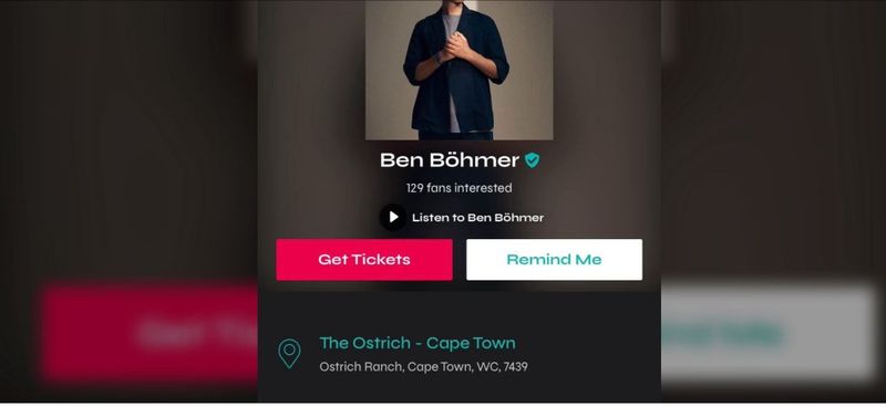 Ben Böhmer Tickets , Cape Town