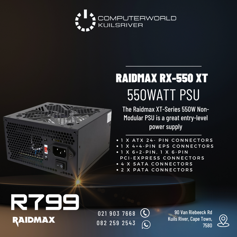 NEW RAIDMAX RX-550XT 550WATT PSU FOR R799
