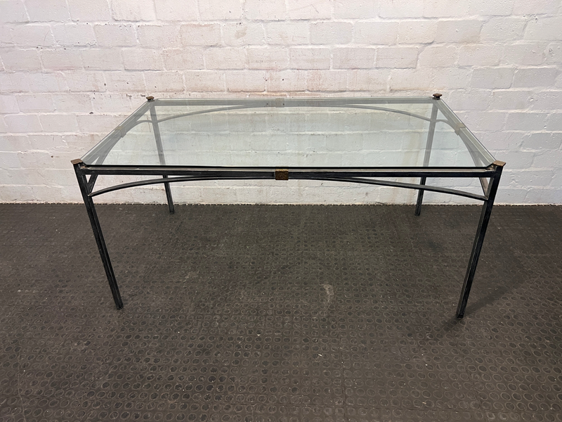 Steel Framed Glass Top Dining Table-