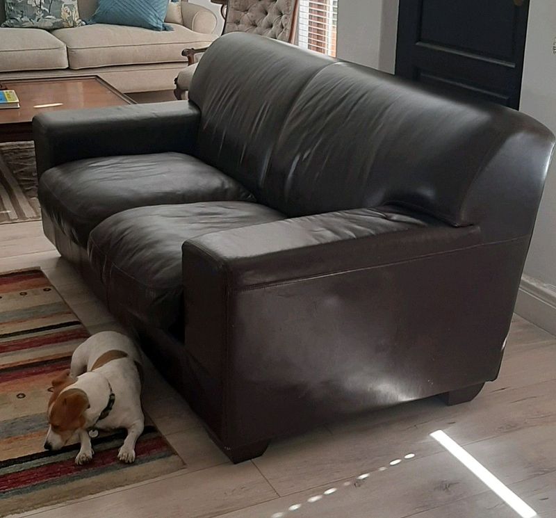 Leather couch &amp; ottoman