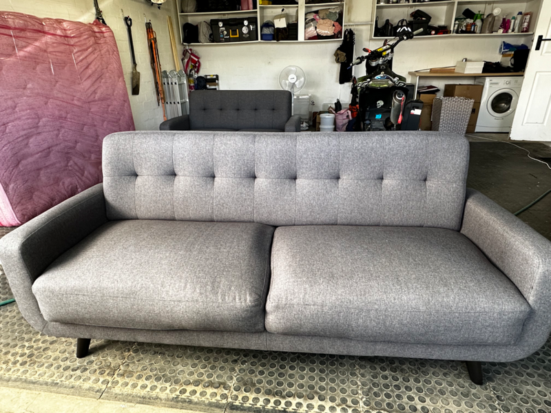 2 &#43; 3 Seater Luna Fabric Couches - Grey