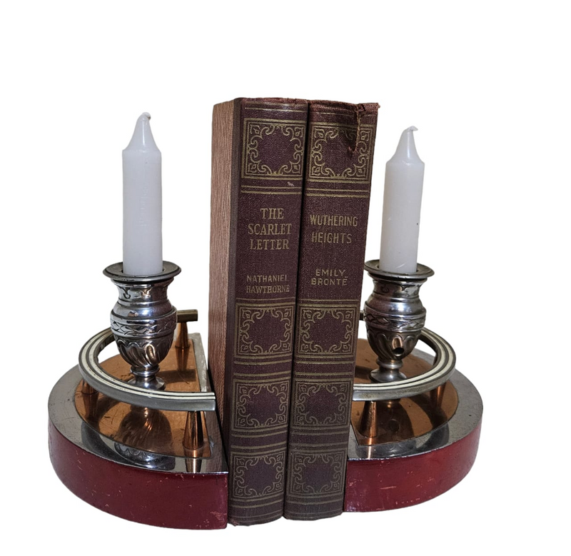 Rare Find Art Deco 1920&#39;s Book Ends with Candle Sticks Exquisite