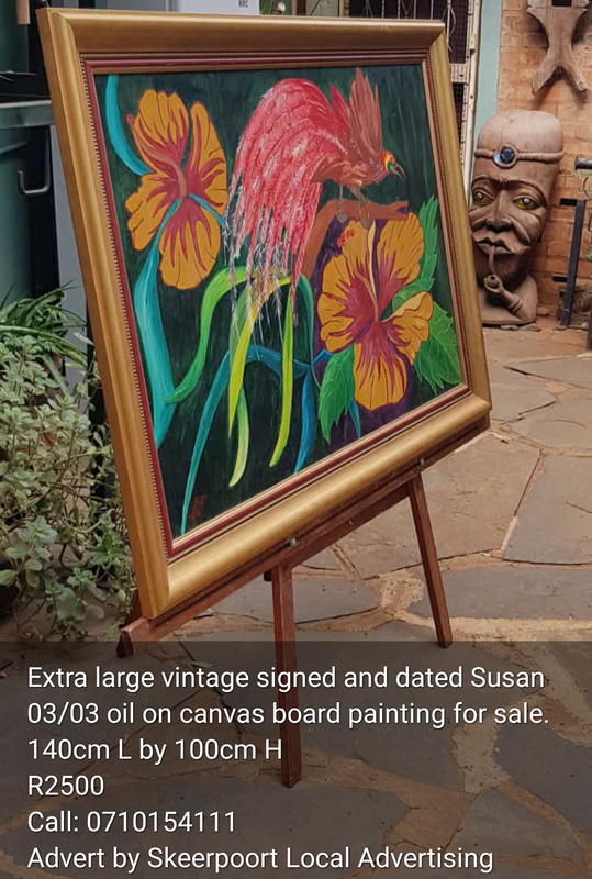 Extra large vintage signed and dated Susan 03/03 oil on canvas board painting for sale