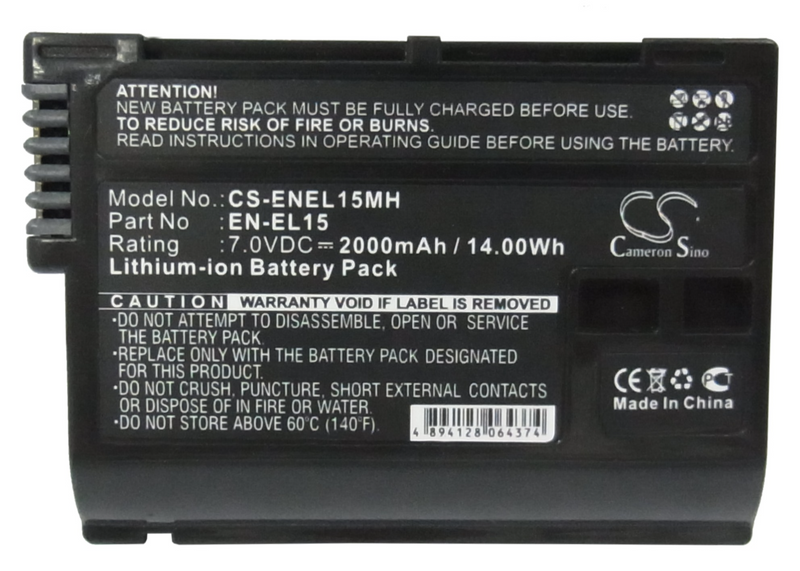 Camera Battery CS-ENEL15MH for NIKON Coolpix D7000 etc.