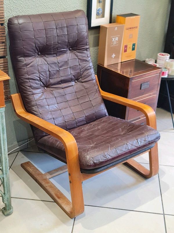 1960&#39;s Scandinavian Bentwood Leather Lounge Chair