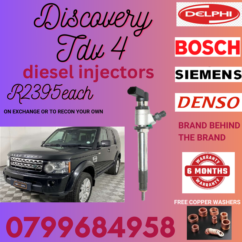 DISCOVERY TDV 4 DIESEL INJECTORS/ FREE COPPER WASHERS