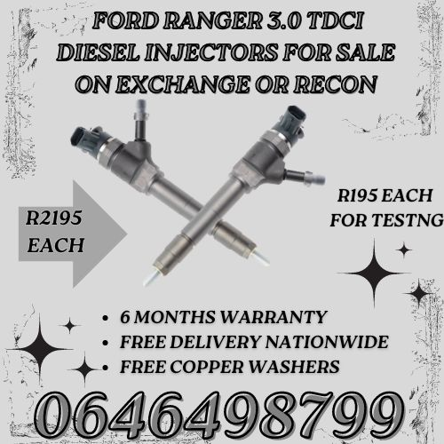 Ford Ranger 3.0 TDCI diesel injectors for sale 6 months warranty and fee delivery Nationwide