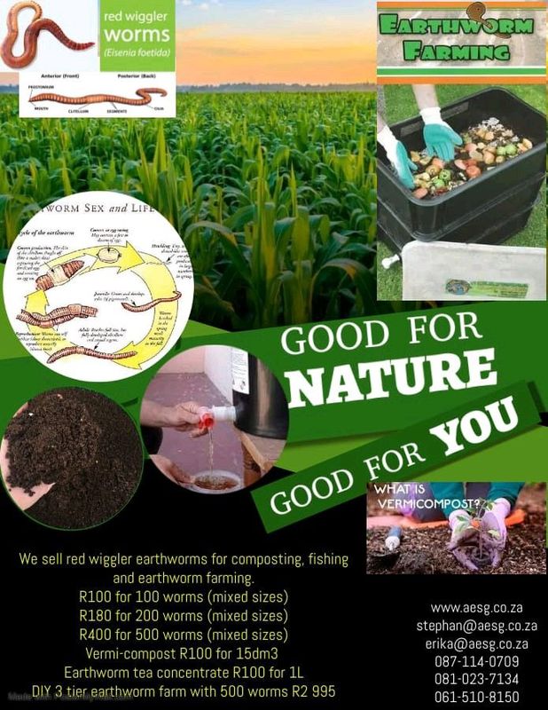 We sell earthworms, vermicompost/castings, tea and DIY farms