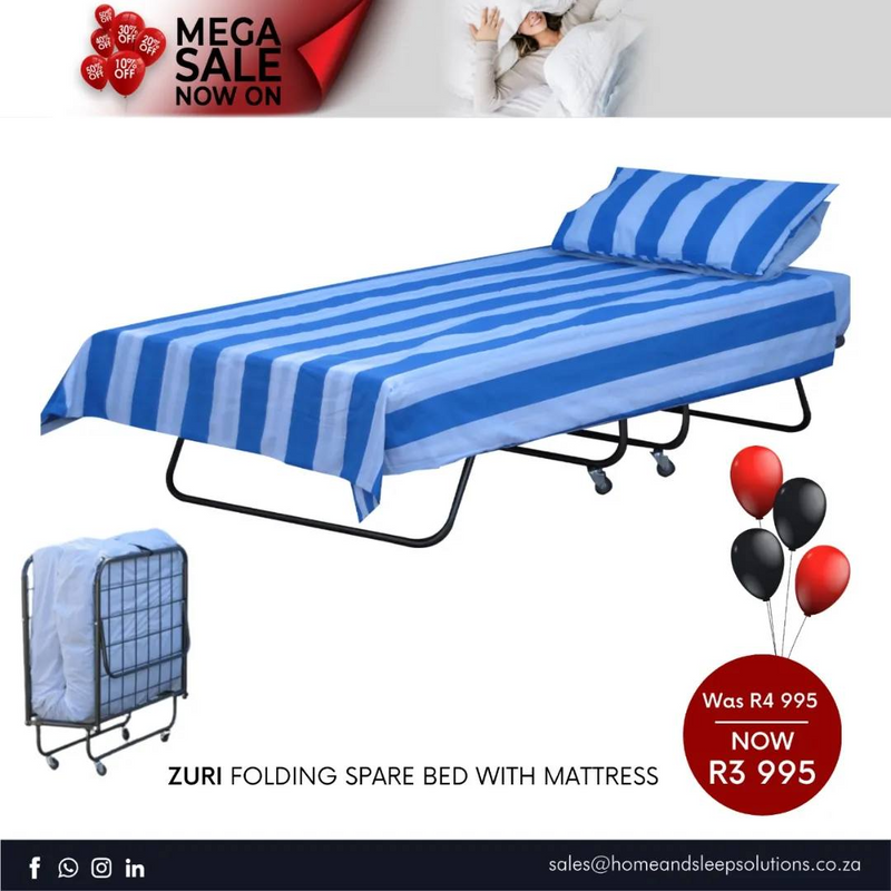 Mega Sale Now On! Up to 50% off selected Home Furniture Zuri Folding Spare Bed With Mattress