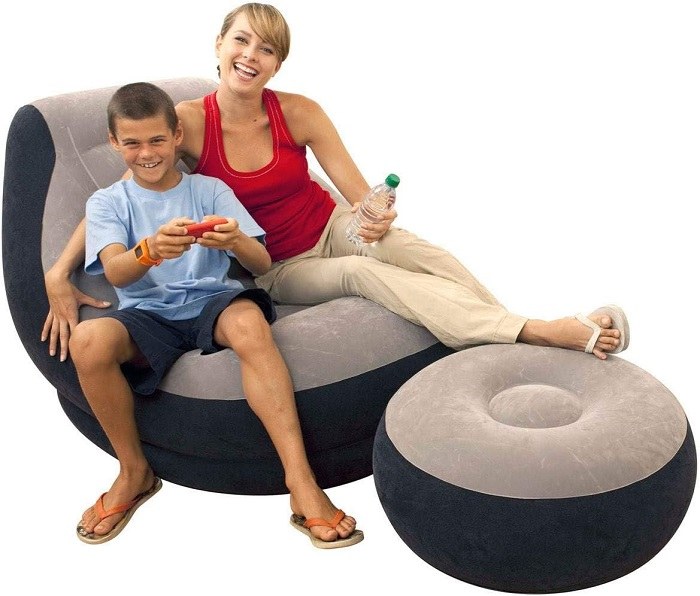 VINYL LOUNGE CHAIR &amp; OTTOMAN SET