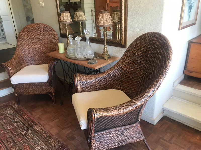 TWO VINTAGE CANE ARMCHAIRS