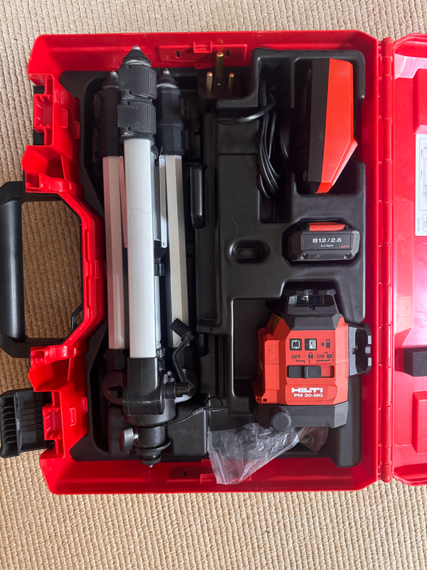 Hilti PM 30-MG Multi-line Laser Level, Three Self-Leveling Green Beams