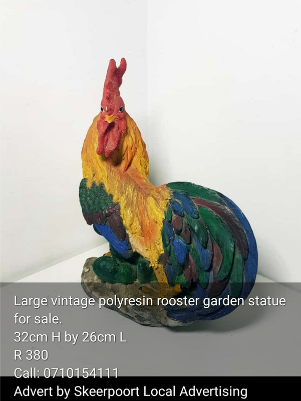 Large Vintage polyresin rooster garden statue for sale