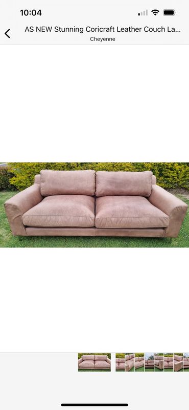 AS NEW Stunning Coricraft LeatherCouch Large 3 Seater GenuineLeather Rialto Range