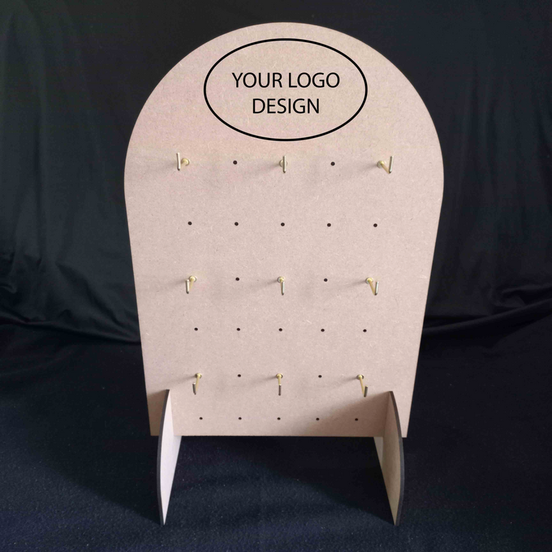 Retail Display Stands - Arch Hanging Display Stand Peg Board with a Logo