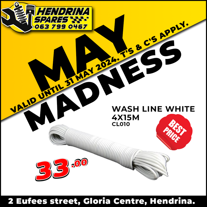 Wash Line White 4X14M for an unbelievable price of just R33.00!