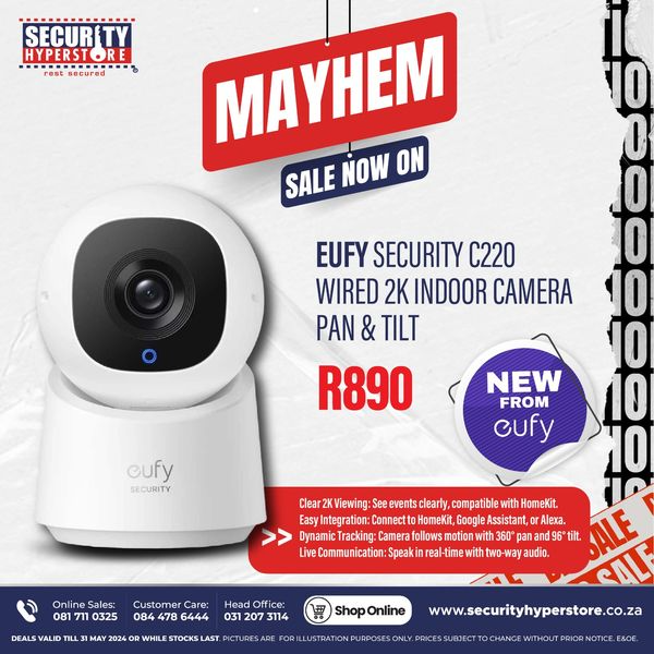 Eufy Security C220 Wired 2K Indoor Camera Pan &amp; Tilt