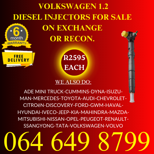 VW 1.2 diesel injectors for sale on exchange 6 months warranty.