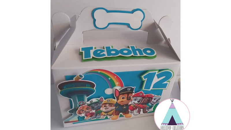 Custom made themed and personalised party boxes