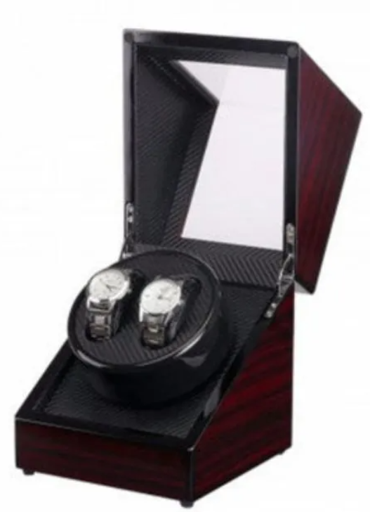 2 Slots Glossy Wooden Electronic Watch Box