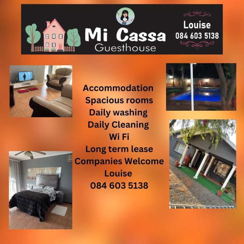 Accommodation fully Furnished all inclusive with Dinner cleaning etc.